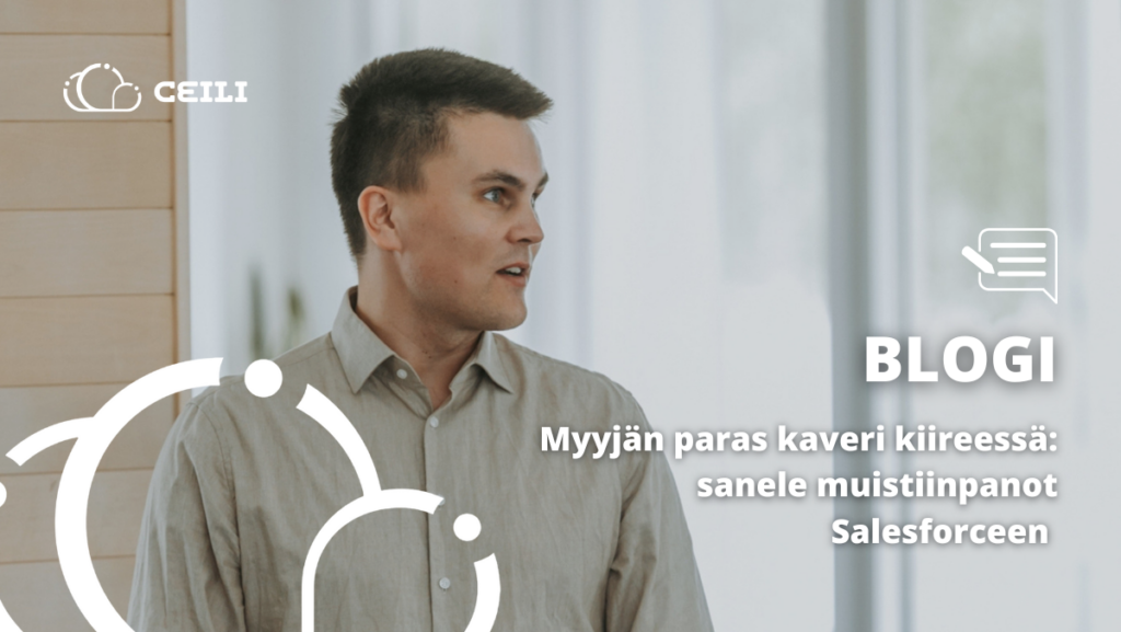 Salesforceen saa saneltua muistiinpanot suoraan puhelimella Salesforce-mobiilisovelluksen ja puhelimen oman sanelutoiminnon avulla